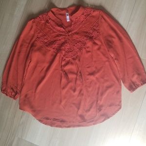 Rusty orange lace blouse